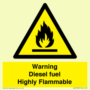 Warning diesel fuel Highly Flammable
